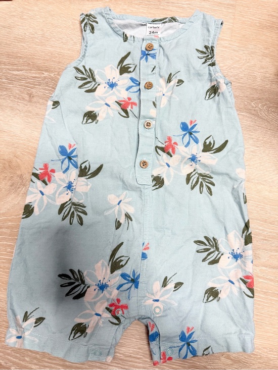 Carter's Other - Carter's Light Blue Floral Sleeveless Romper